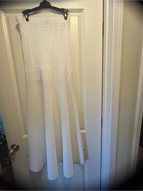 White Strapless Knit Maxi Dress - Women 
Can be used as a beach coverup